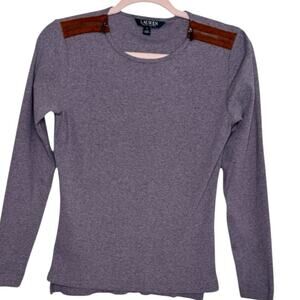 Lauren Ralph Lauren Zipper Patch Long Sleeve T-shirt Size Medium